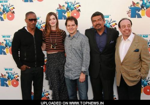 Jamie Foxx, Anne Hathaway and George Lopez at 20th Century Fox Studio's "Rio" Sneak "Beak" Screening - Arrivals Jamie Foxx, Anne Hathaway and George Lopez at 20th Century Fox Studio's "Rio" Sneak "Beak" Screening - Arrivals